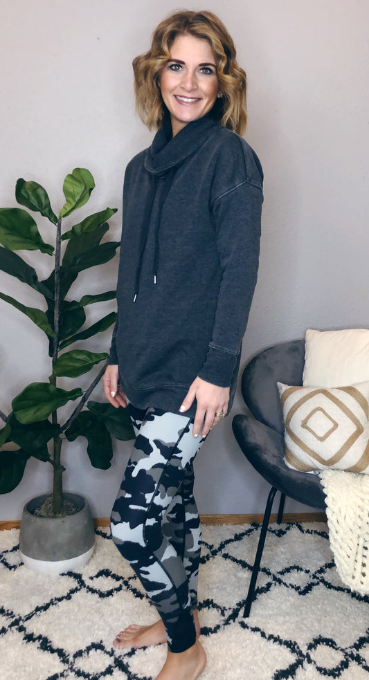 CAMO HIGH WAISTED LEGGING W/ CRISS CROSS ANKLE