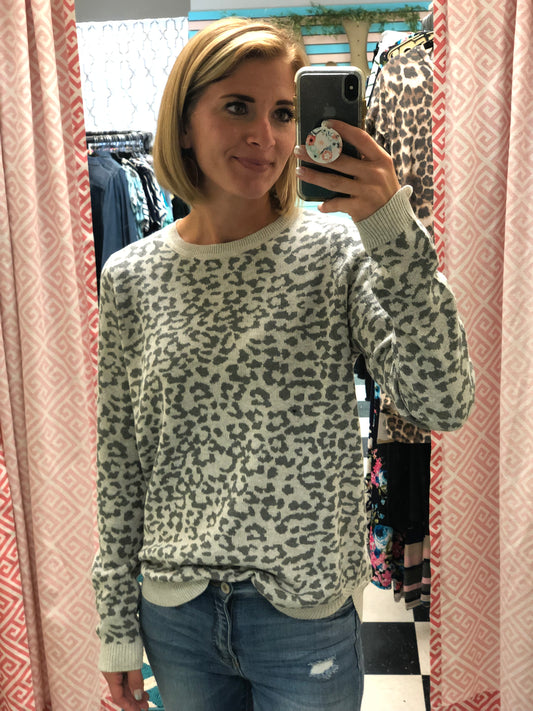 LEOPARD CREW NECK SWEATER