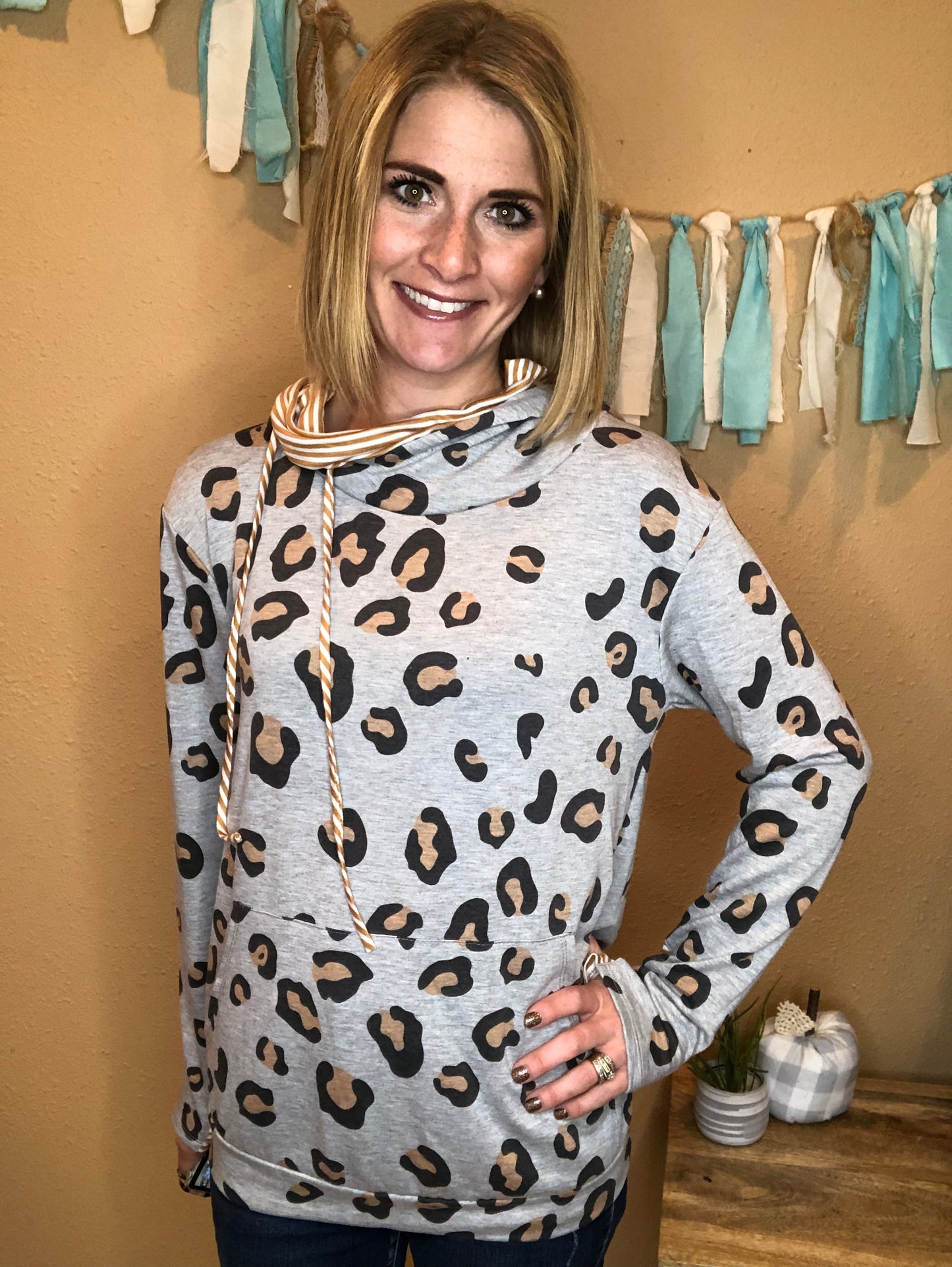 LEOPARD COWL NECK