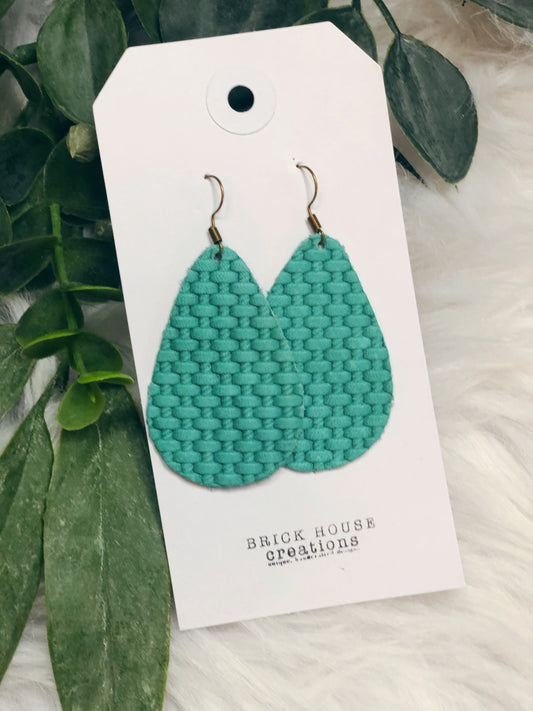 TEAL LEATHER EARRING
