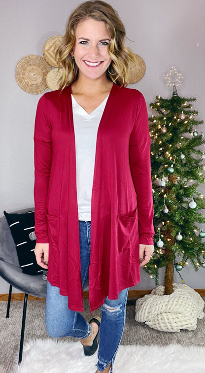 {BF} DRAPED CARDIGAN W/ POCKETS