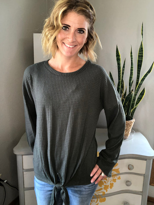 BELL SLEEVE WAFFLE TOP
