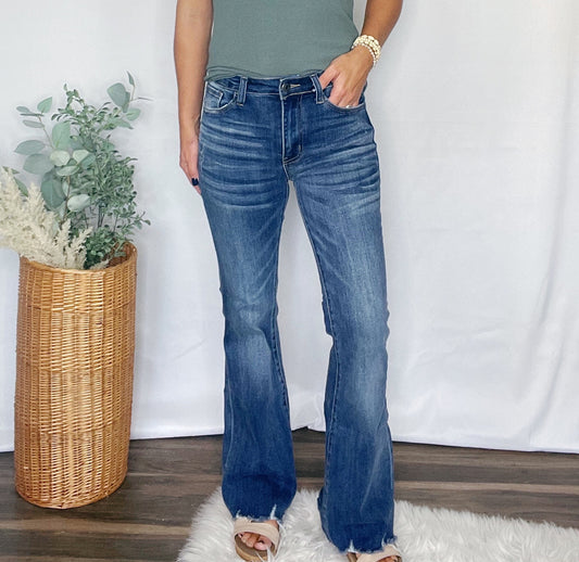 RAW HEM FLARE JEANS