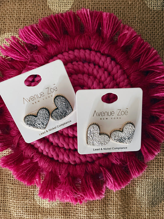 DRUZZY HEART POST EARRING