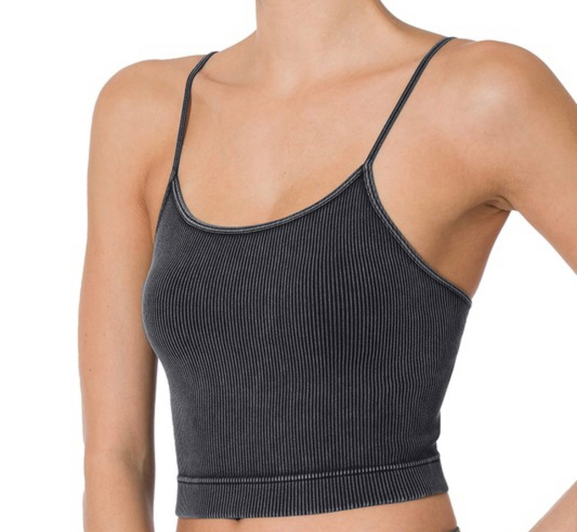 WASHED RIBBED SEAMLESS CROPPED CAMI