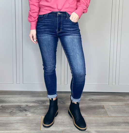 HIGH RISE SUPER SKINNY DARK KANCAN JEAN