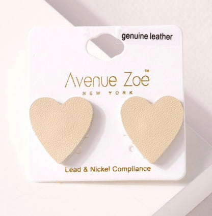 LEATHER HEART EARRING