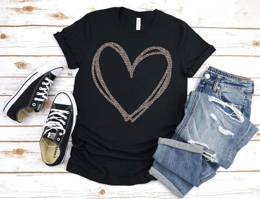 LEOPARD HEART BLACK TEE