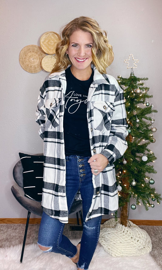 PLAID CHECKERED LONGLINE SHACKET