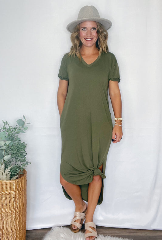 OLIVE MIDI W/ SIDE SLIT