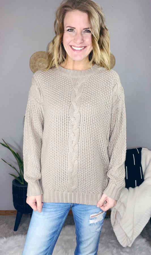 CABLE KNITTED PULLOVER SWEATER