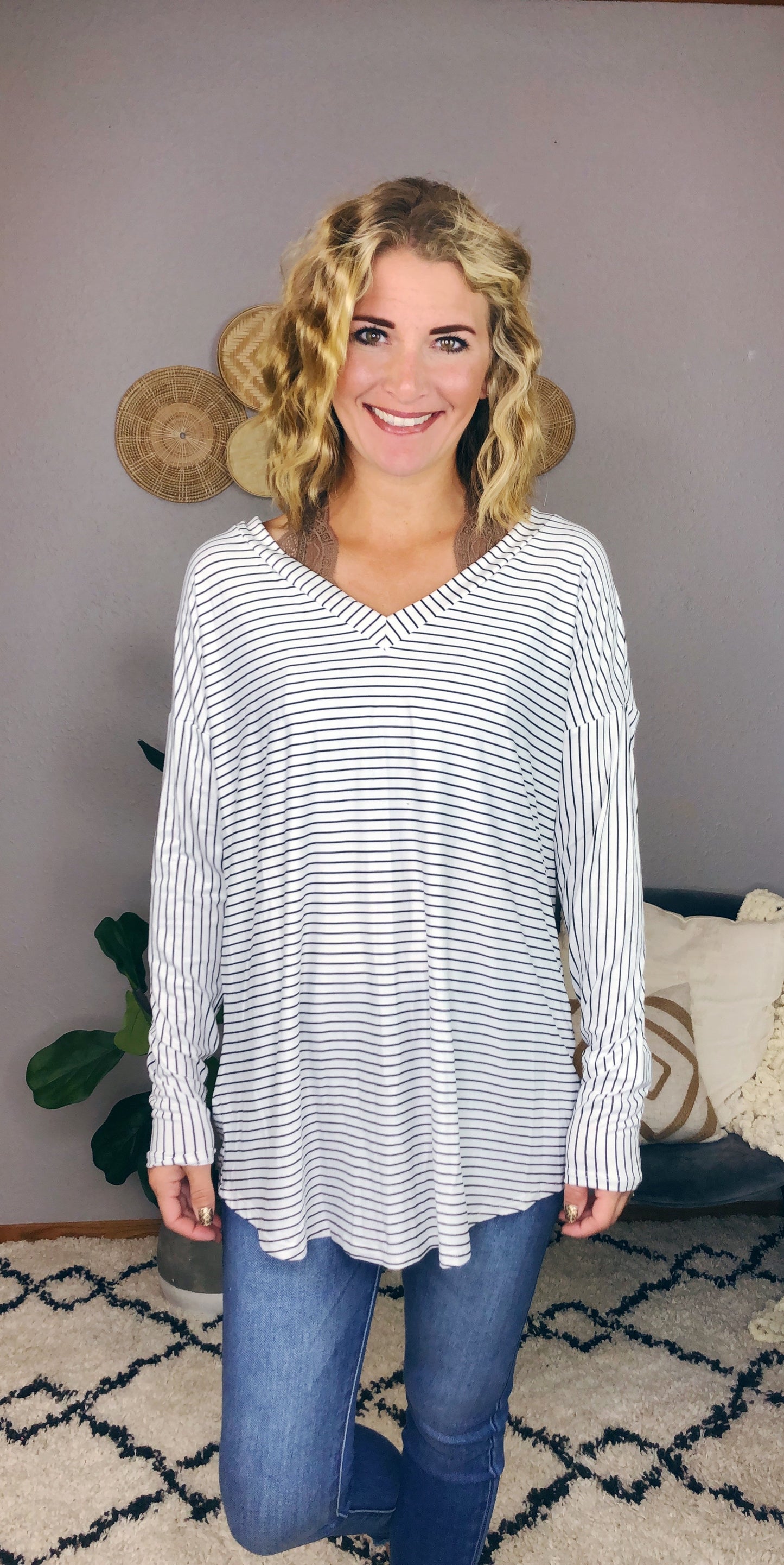 STRIPED V FRONT AND BACK TOP