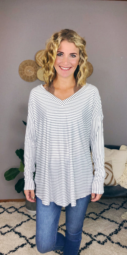 STRIPED V FRONT AND BACK TOP