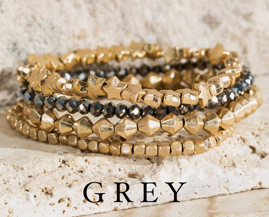 STAR METALLIC BEAD BRACELET SET