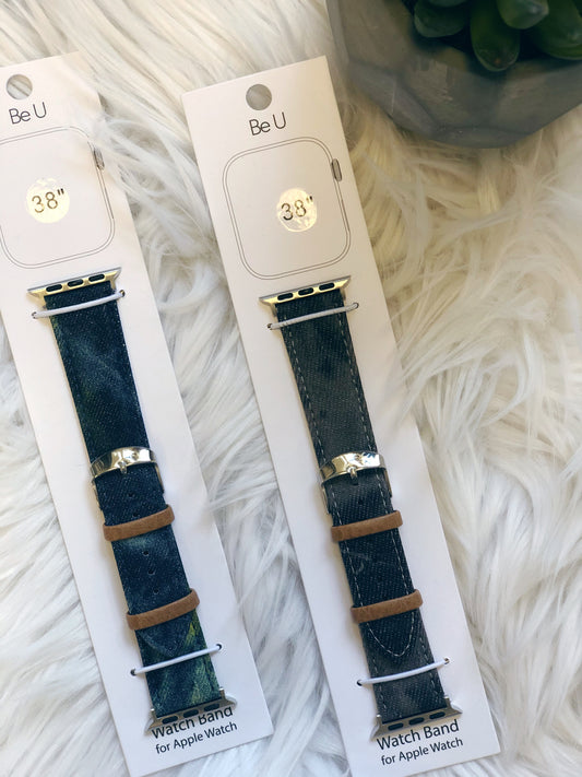 TIE DYE DENIM APPLE WATCH BAND 38"