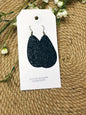 BLACK SPARKLE LEATHER EARRING