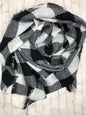 BLACK AND WHITE PLAID SCARF