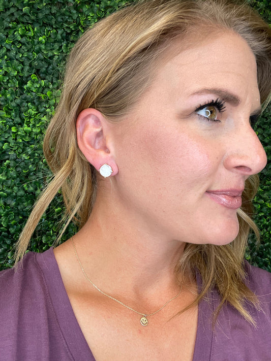 ROUND CRYSTAL POST EARRING