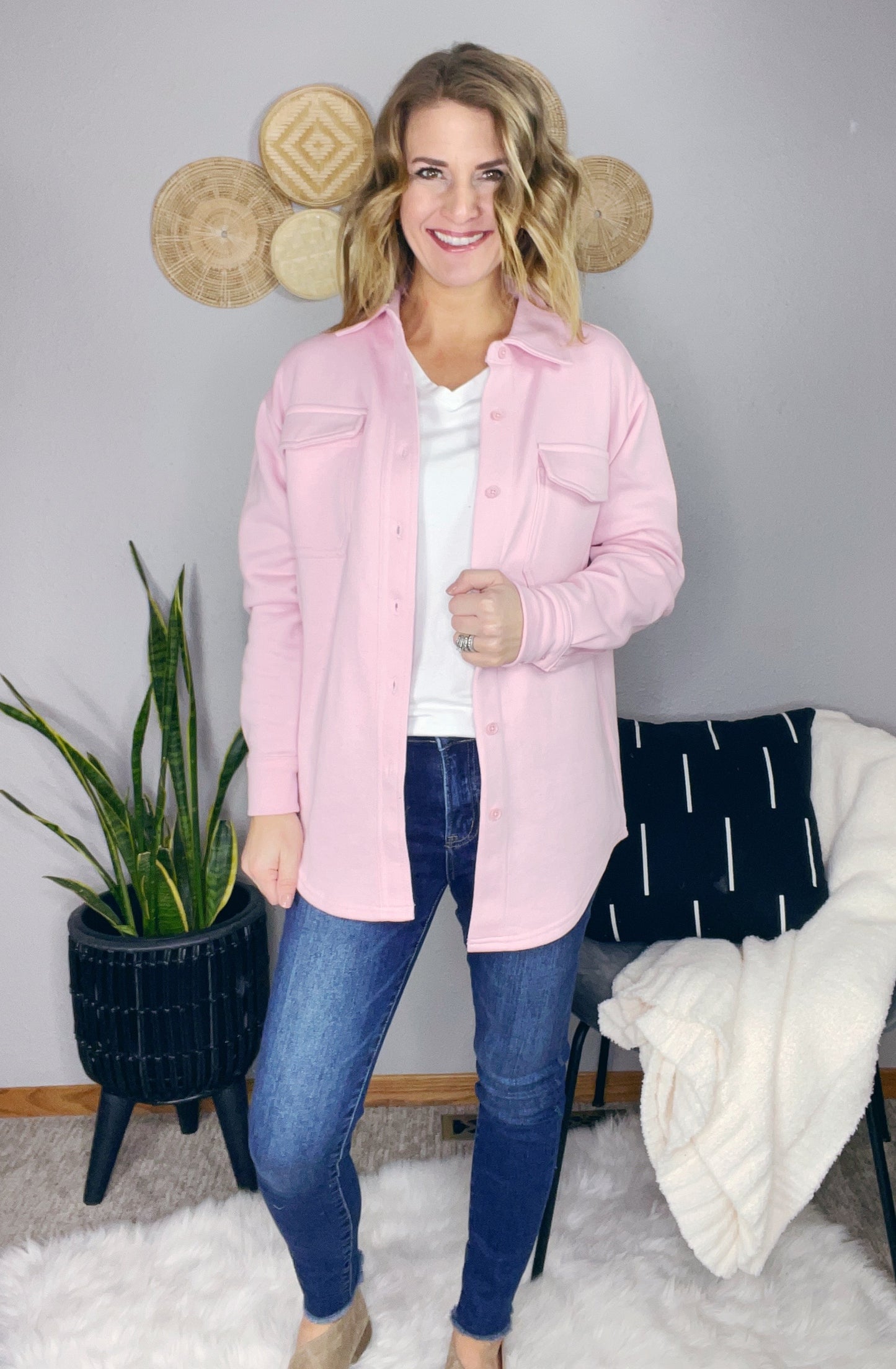 SWEATSHIRT MATERIAL SHACKET