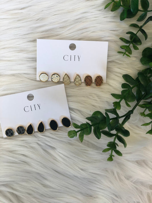 3-PAIR MULTI STUD EARRING SET