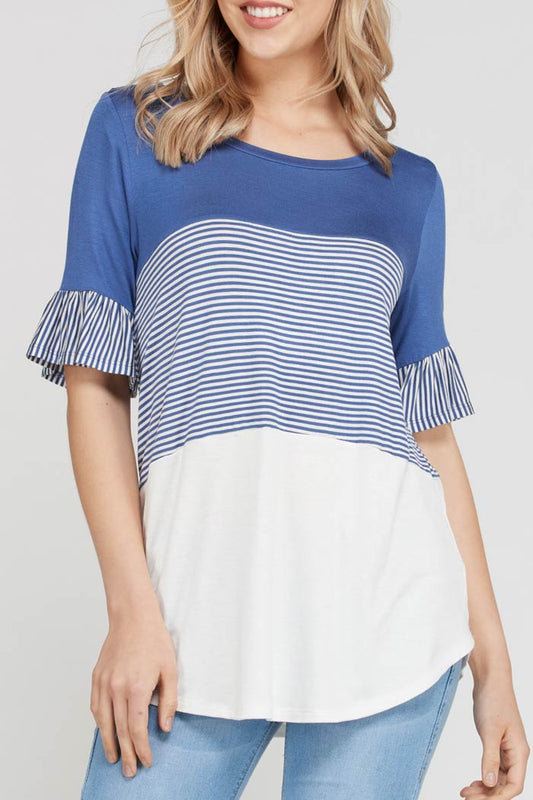 STRIPE COLOR BLOCK TEE