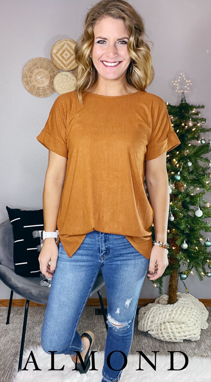 {BF} RIBBED CUFF SLEEVE TOP