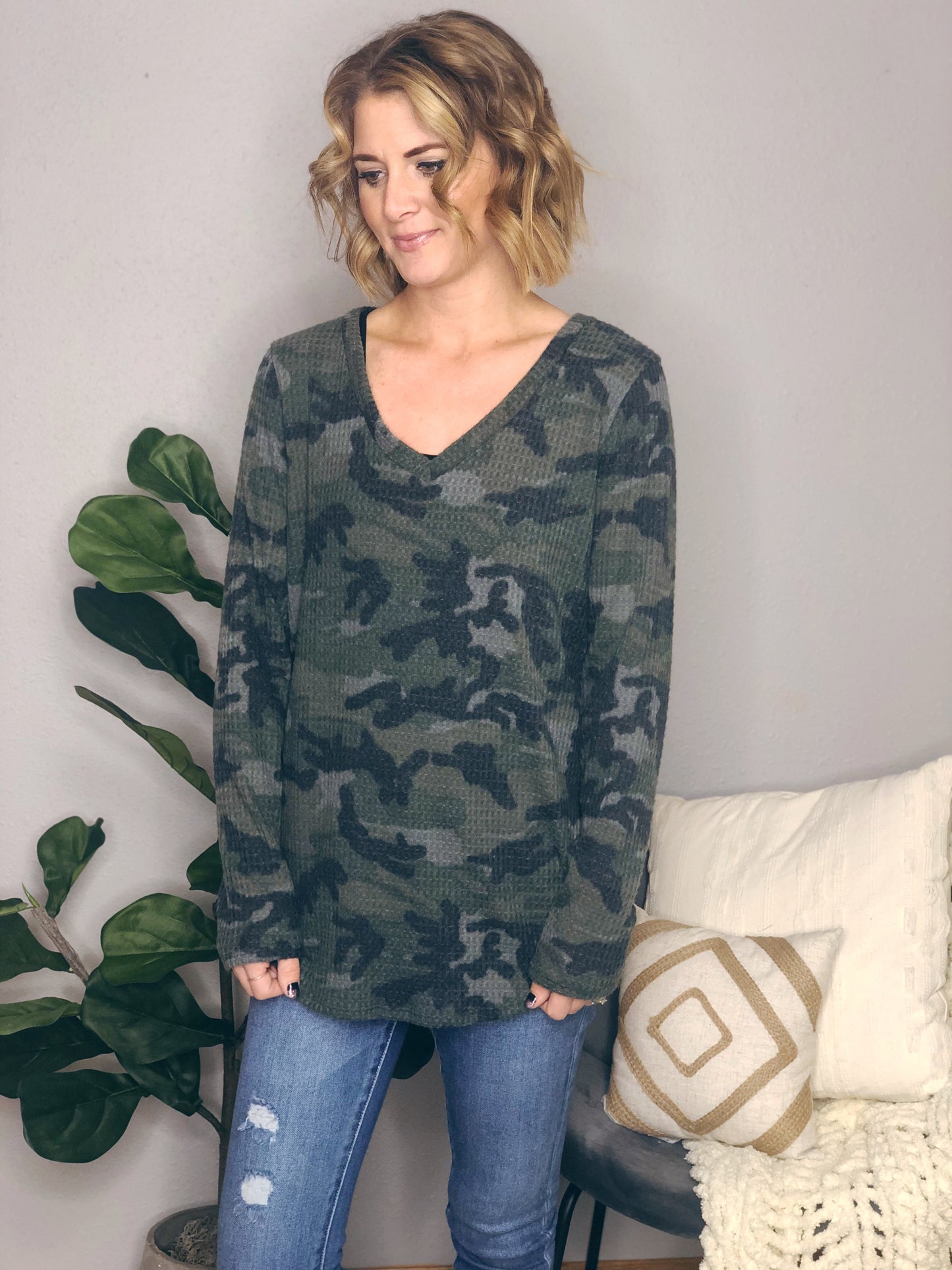 CAMO WAFFLE KNIT