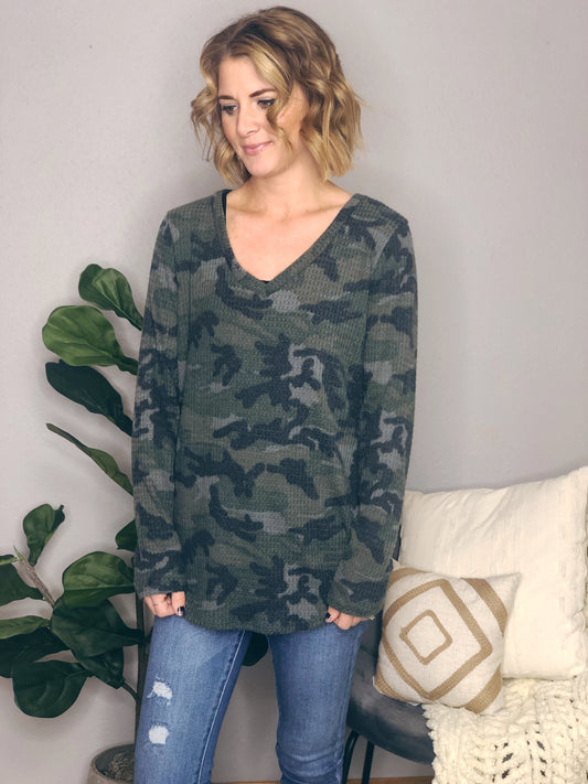 CAMO WAFFLE KNIT