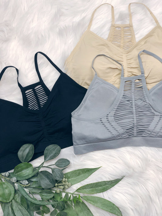 SLIT RACER BACK PADDED BRALETTE