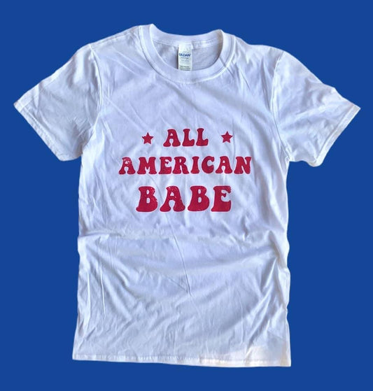 WHITE TEE ALL AMERICAN BABE
