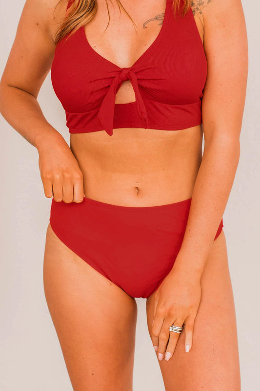 MID RISE RED SWIM BOTTOM