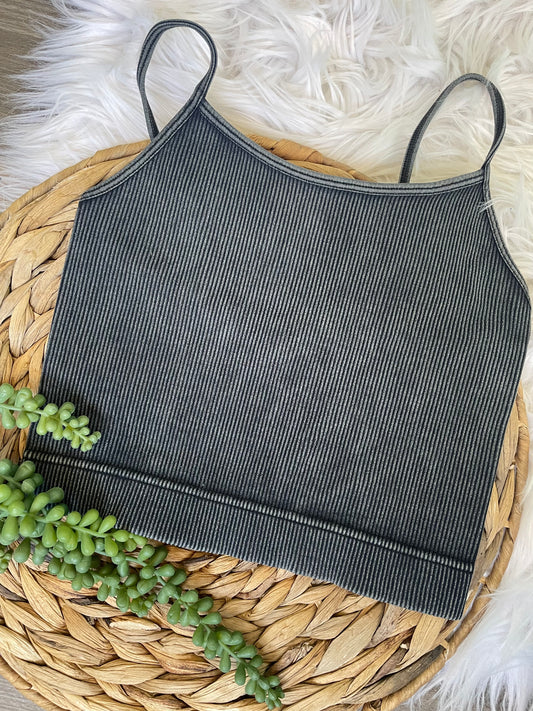 WASHED RIBBED SEAMLESS CROPPED CAMI
