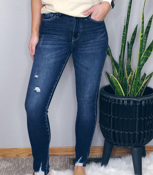 HIGH RISE HEM DETAIL ANKLE SKINNY KANCAN JEAN