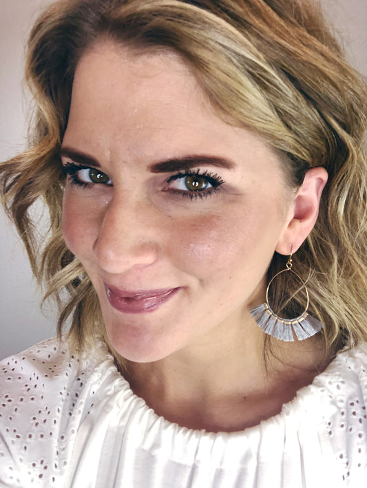 TASSEL EARRING W/ METAL TEAR DROP