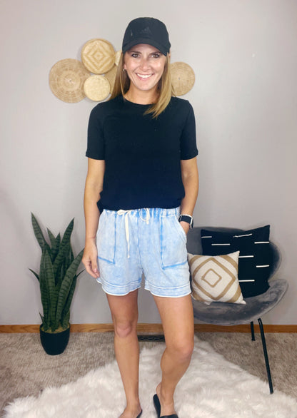 ACID WASH DRAWSTRING SHORTS