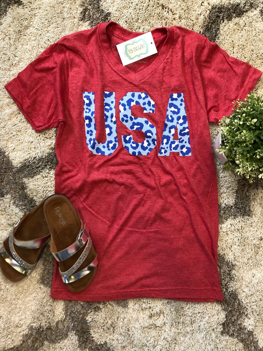 YOUTH USA LEOPARD TEE