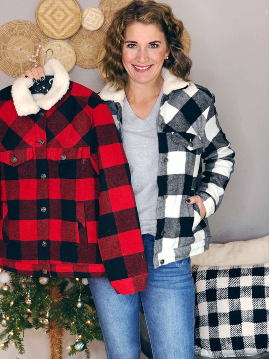 PLAID FLEECE LINED JACKET