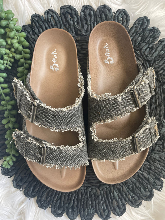ROBYN BUCKLE CHARCOAL SANDAL