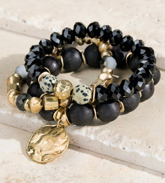 MIXED BEADED STRETCH BRACELET SET