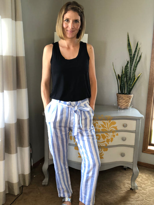 STRIPED LINEN PANT