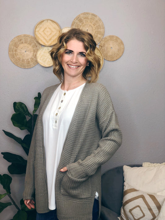 WAFFLE CARDIGAN