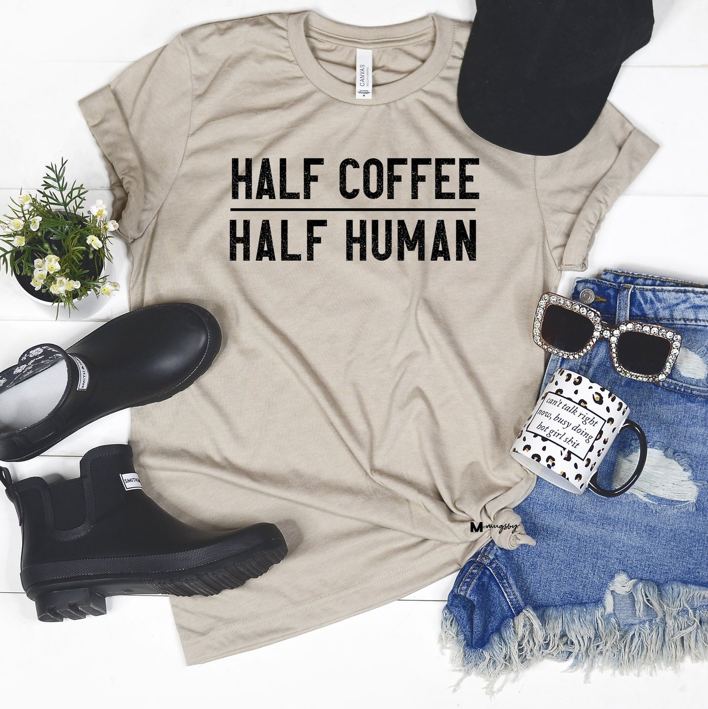 HALF COFFEE HALF HUMAN TEE