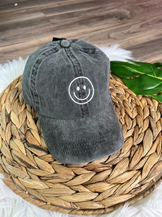 BLACK SMILEY HAT