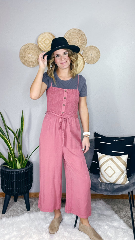 TERRA PINK JUMPSUIT W/ TIE