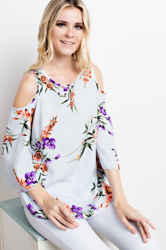 FLORAL COLD SHOULDER TOP
