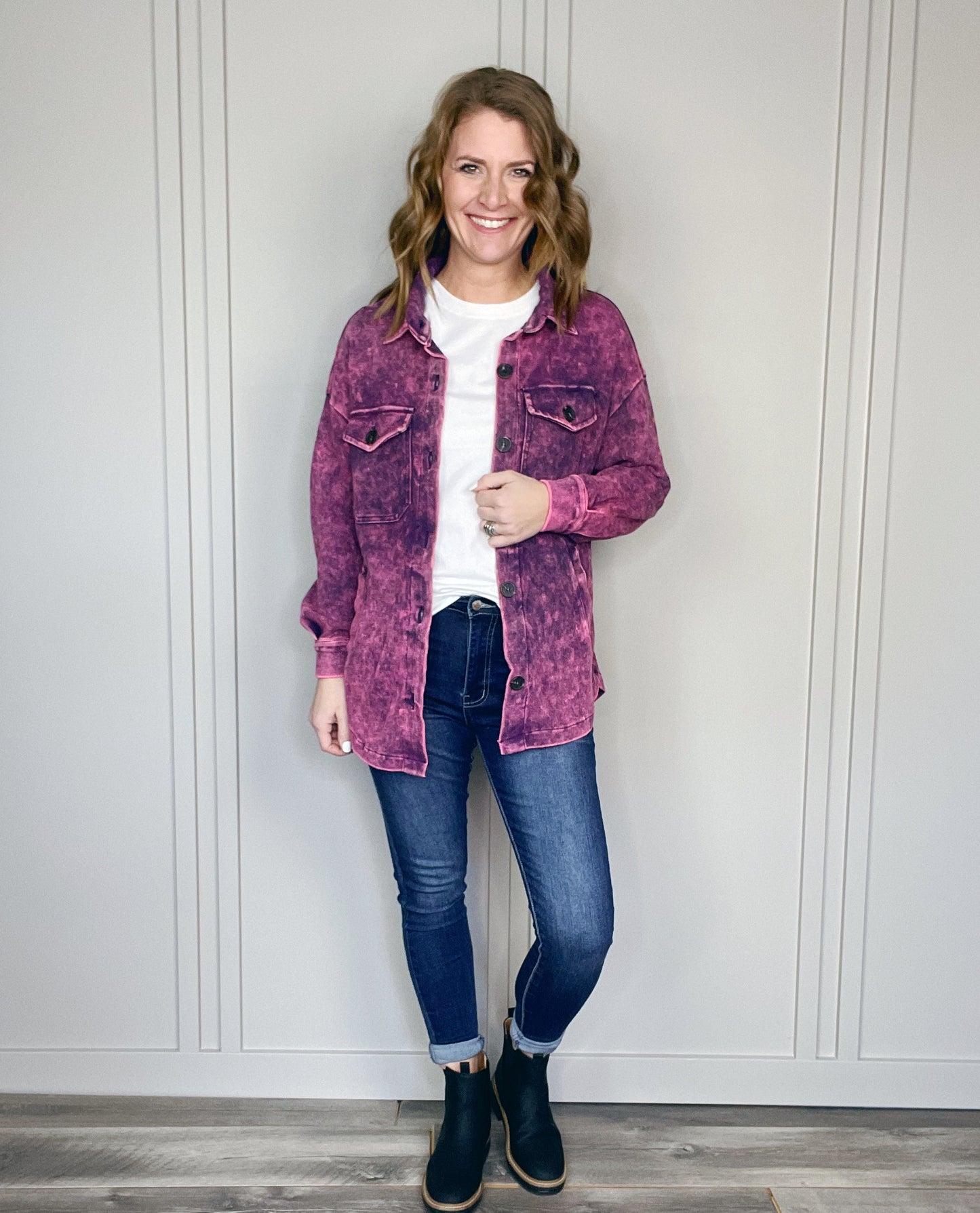 BURGUNDY MINERAL WASHED SHACKET