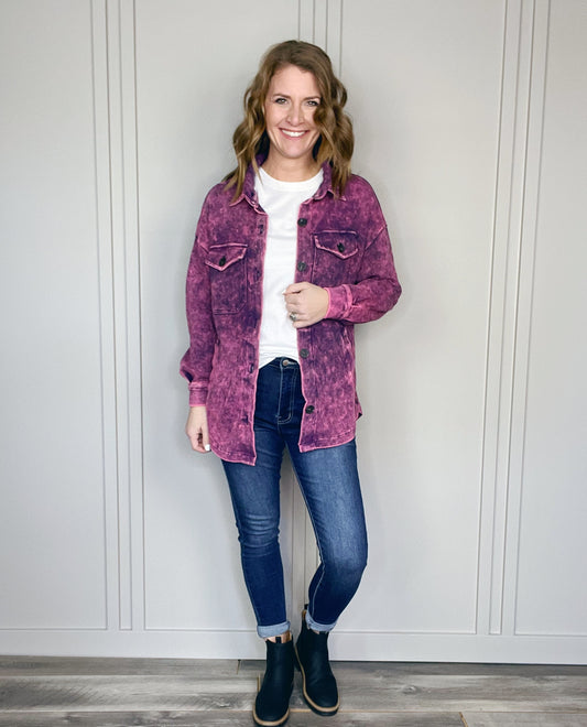 BURGUNDY MINERAL WASHED SHACKET