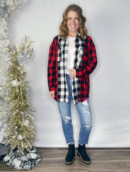 COLOR BLOCK PLAID SHIRT