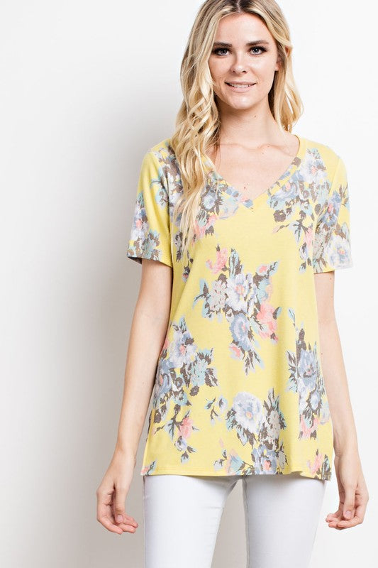 FLORAL VNECK
