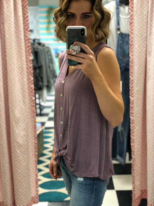 STRIPE BUTTON UP TANK